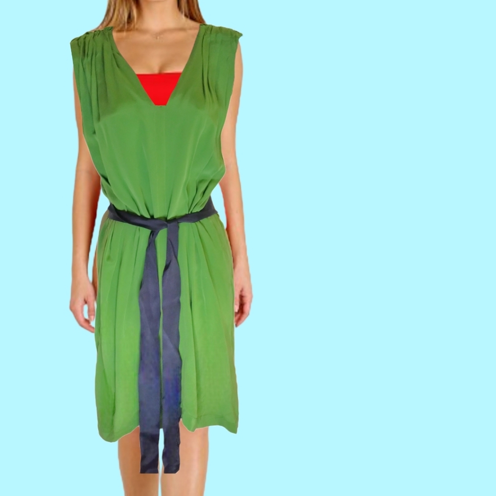 Laurel 💚 Green Silk 💚 High/Low 💚 Sleeveless Dress💚
